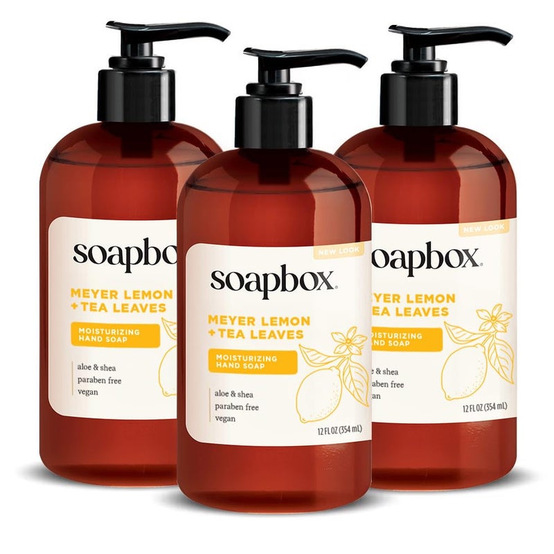 Soapbox Liquid Hand Soap, Meyer Lemon & Tea Leaves - Gentle, Moisturizing Hand Cleanser, Vegan, Cruelty Free Hand Soap for Bathroom and Kitchen, 12oz Pump Bottles (Pack of 3) - Image 1